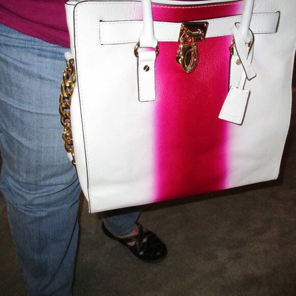 Michael Kors Hamilton N/S Fuschia Spray Large Satchel - Picture 11 of 12